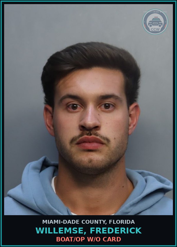 Booking mugshot of WILLEMSE, FREDERICK in Miami-Dade County