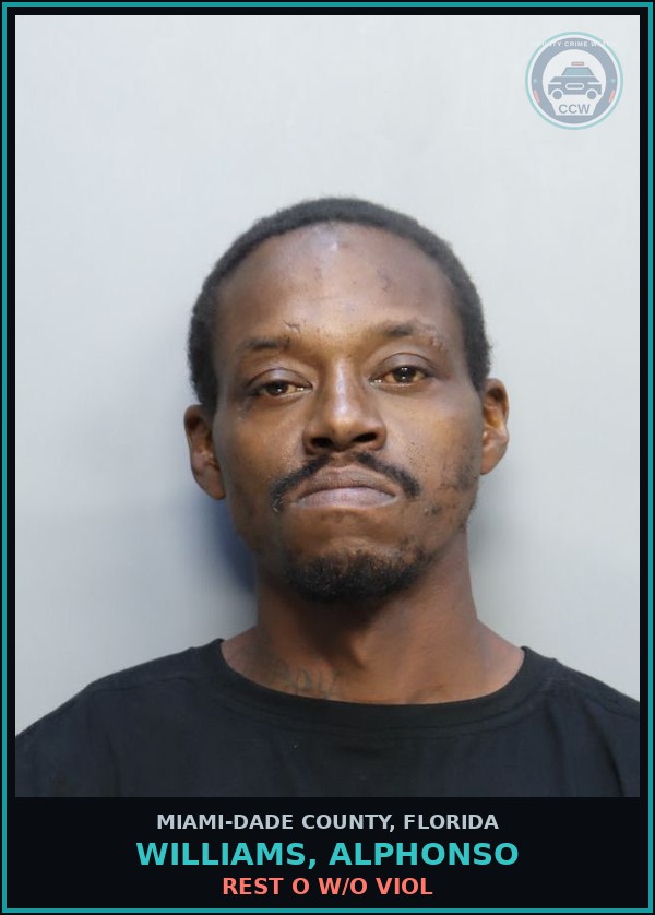 Booking mugshot of WILLIAMS, ALPHONSO in Miami-Dade County