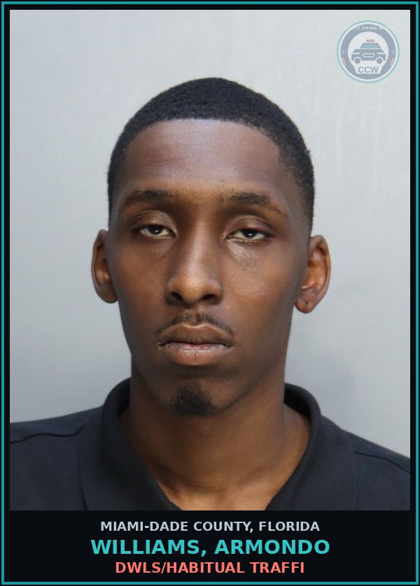 Booking mugshot of WILLIAMS, ARMONDO in Miami-Dade County