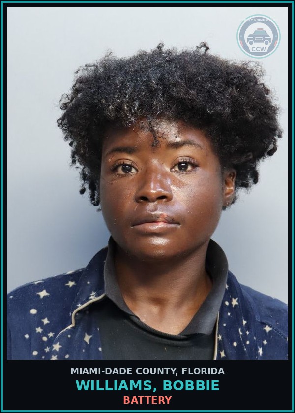 Booking mugshot of WILLIAMS, BOBBIE in Miami-Dade County