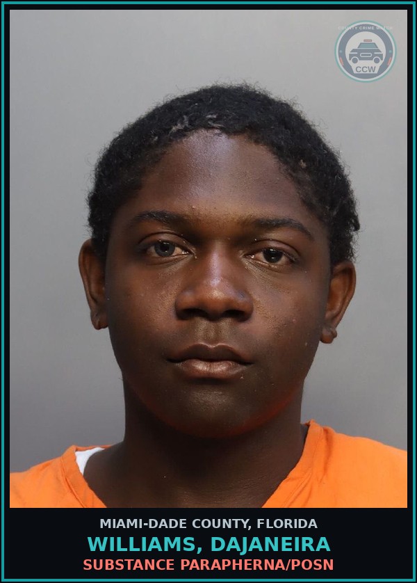 Booking mugshot of WILLIAMS, DAJANEIRA in Miami-Dade County