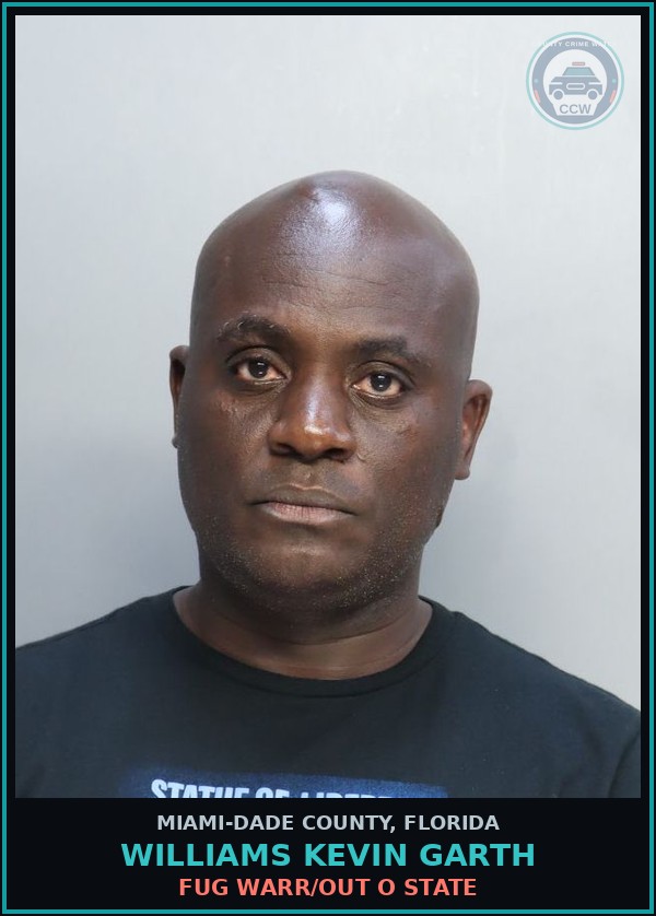 Booking mugshot of WILLIAMS KEVIN  GARTH in Miami-Dade County