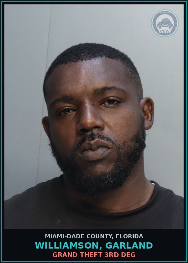 Booking mugshot of WILLIAMSON, GARLAND in Miami-Dade County