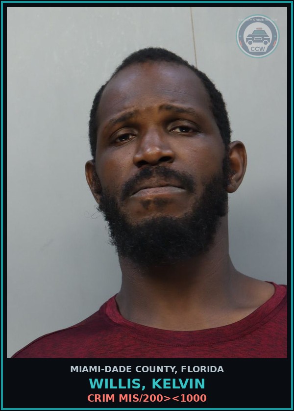 Booking mugshot of WILLIS, KELVIN in Miami-Dade County