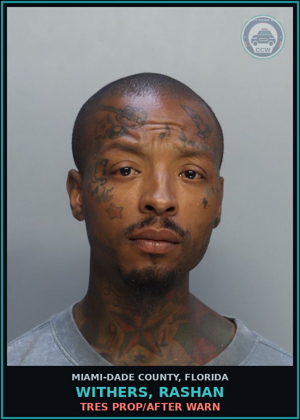 Booking mugshot of WITHERS, RASHAN in Miami-Dade County