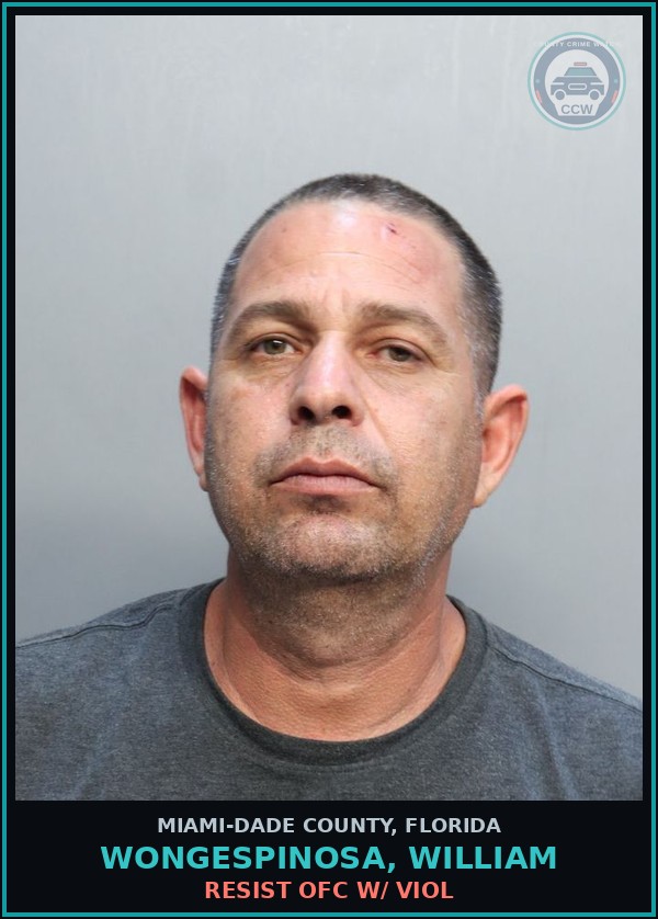 Booking mugshot of WONGESPINOSA, WILLIAM in Miami-Dade County