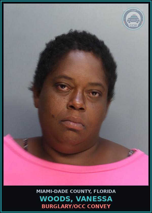 Booking mugshot of WOODS, VANESSA in Miami-Dade County