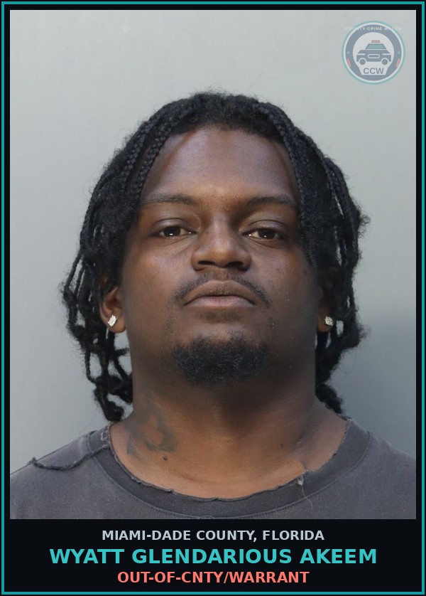 Booking mugshot of WYATT GLENDARIOUS   AKEEM in Miami-Dade County