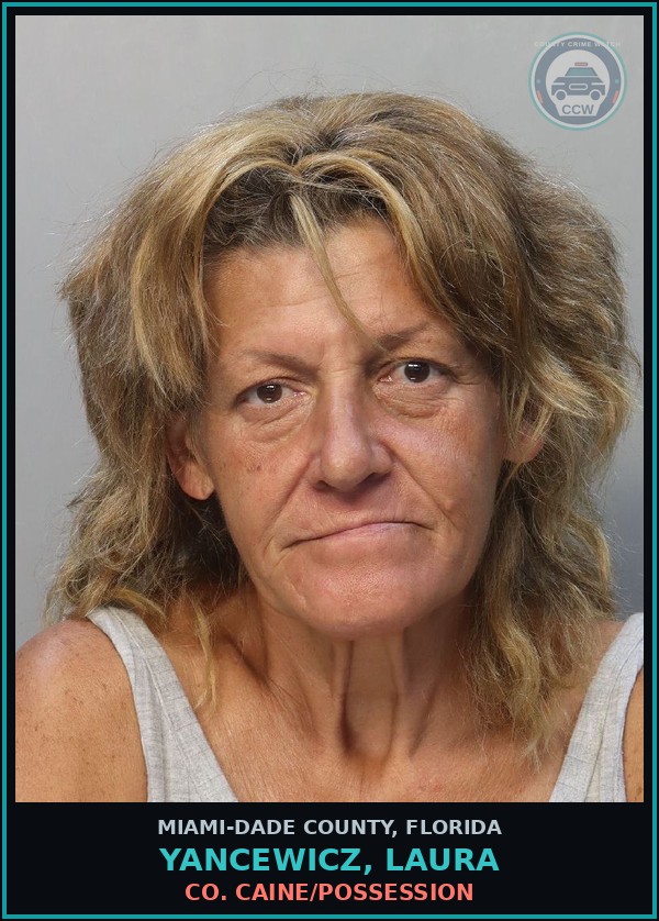 Booking mugshot of YANCEWICZ, LAURA in Miami-Dade County