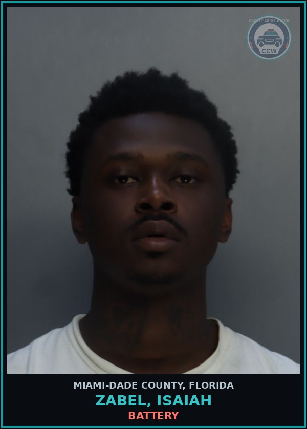Booking mugshot of ZABEL, ISAIAH in Miami-Dade County