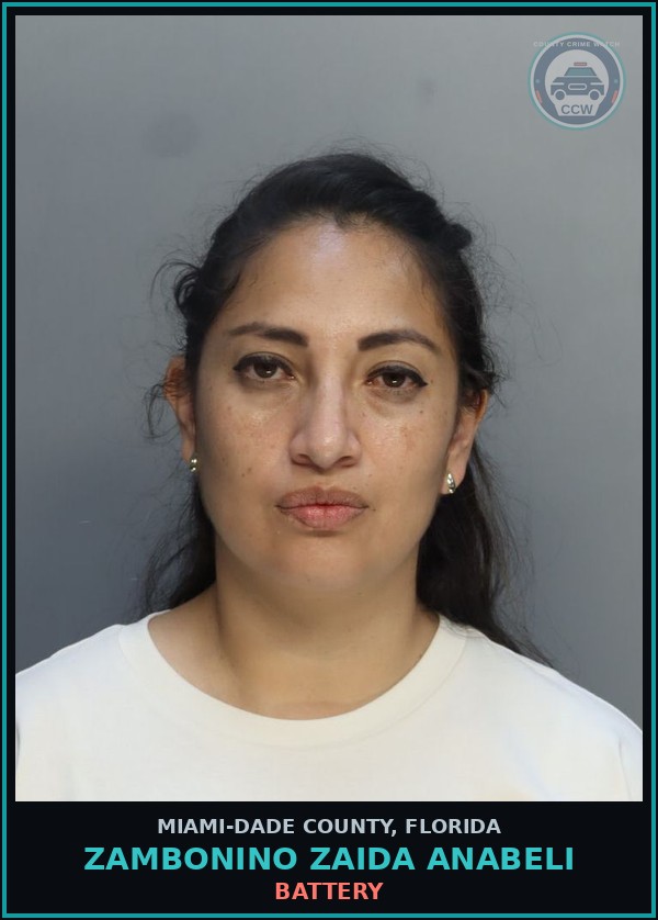 Booking mugshot of ZAMBONINO ZAIDA  ANABELI in Miami-Dade County