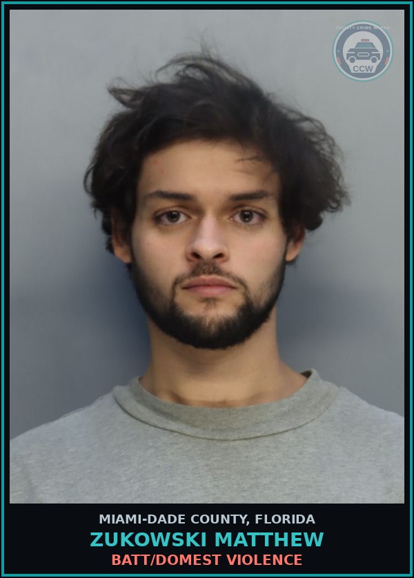 Booking mugshot of ZUKOWSKI MATTHEW in Miami-Dade County