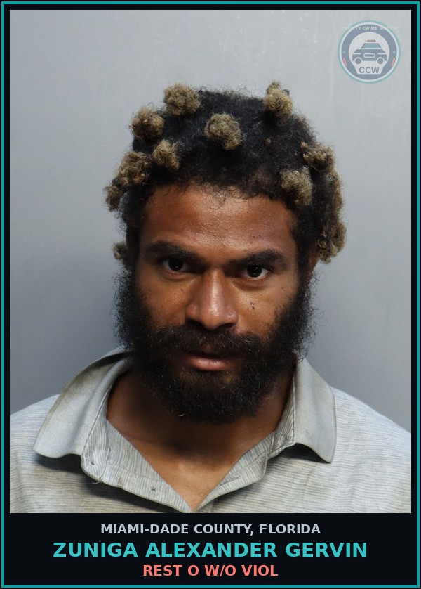 Booking mugshot of ZUNIGA ALEXANDER  GERVIN in Miami-Dade County