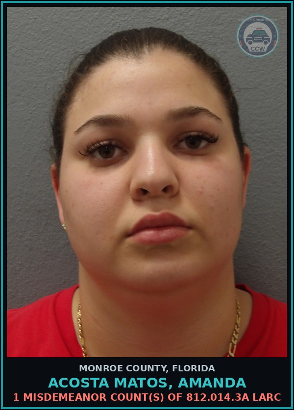 Booking mugshot of ACOSTA MATOS, AMANDA in Monroe County