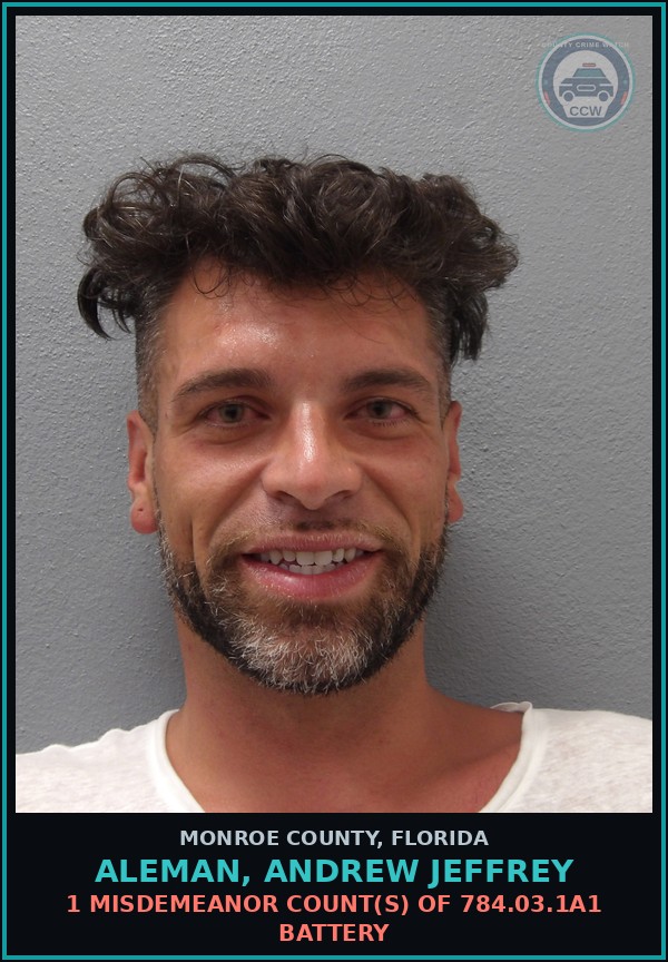Booking mugshot of ALEMAN, ANDREW JEFFREY in Monroe County
