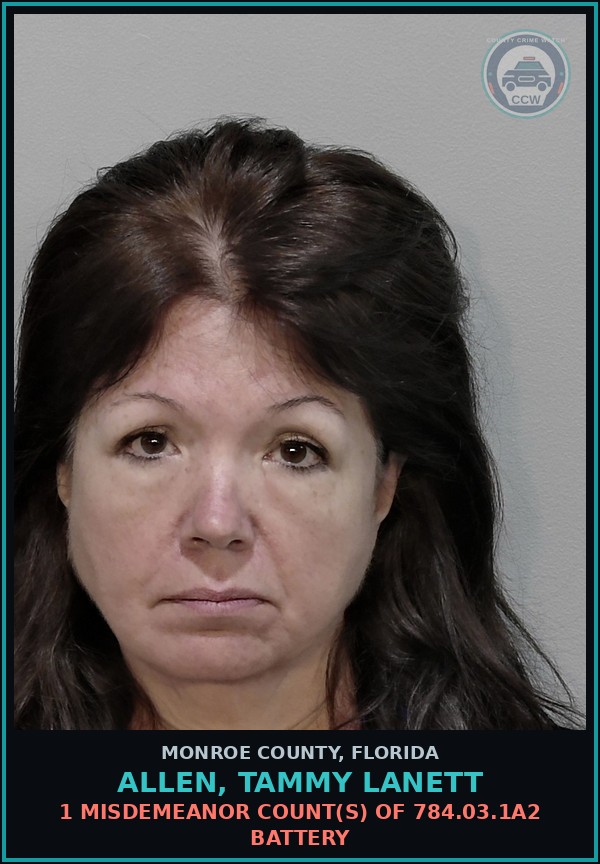 Booking mugshot of ALLEN, TAMMY LANETT in Monroe County