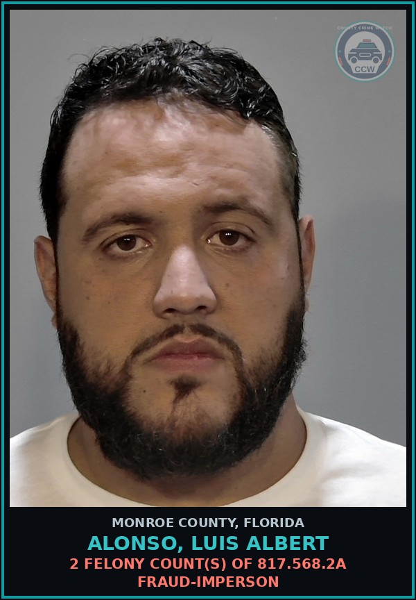 Booking mugshot of ALONSO, LUIS ALBERT in Monroe County