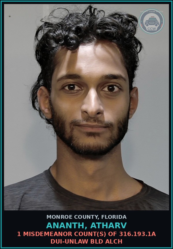 Booking mugshot of ANANTH, ATHARV in Monroe County