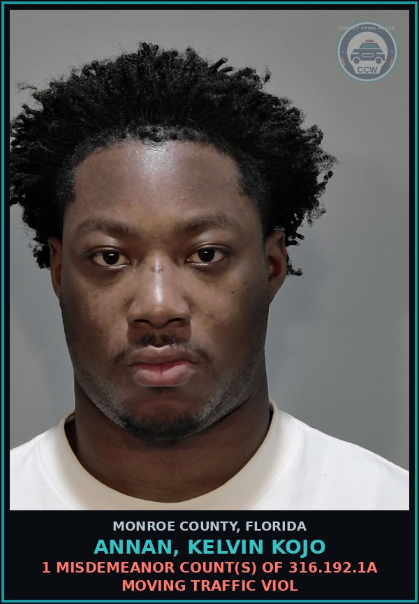 Booking mugshot of ANNAN, KELVIN KOJO in Monroe County