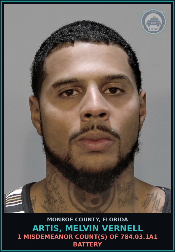 Booking mugshot of ARTIS, MELVIN VERNELL in Monroe County
