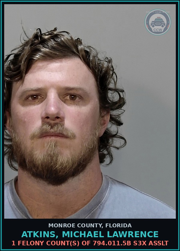 Booking mugshot of ATKINS, MICHAEL LAWRENCE in Monroe County