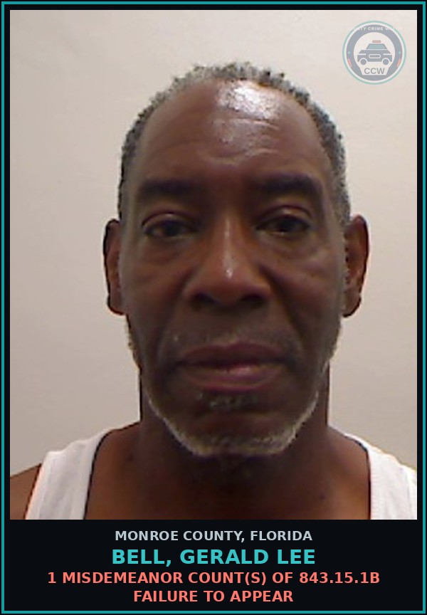 Booking mugshot of BELL, GERALD LEE in Monroe County