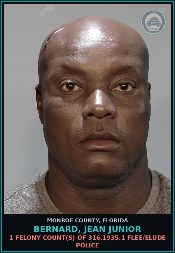Booking mugshot of BERNARD, JEAN JUNIOR in Monroe County