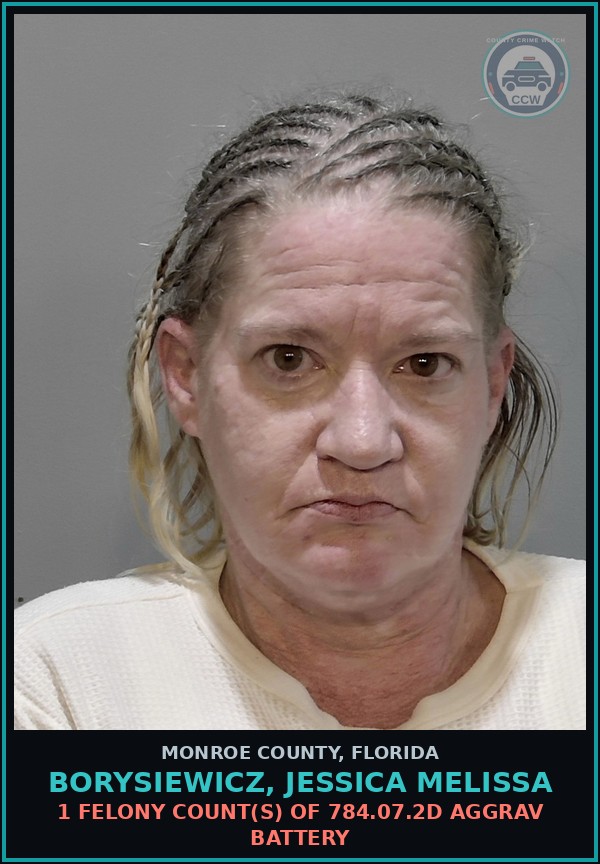 Booking mugshot of BORYSIEWICZ, JESSICA MELISSA in Monroe County