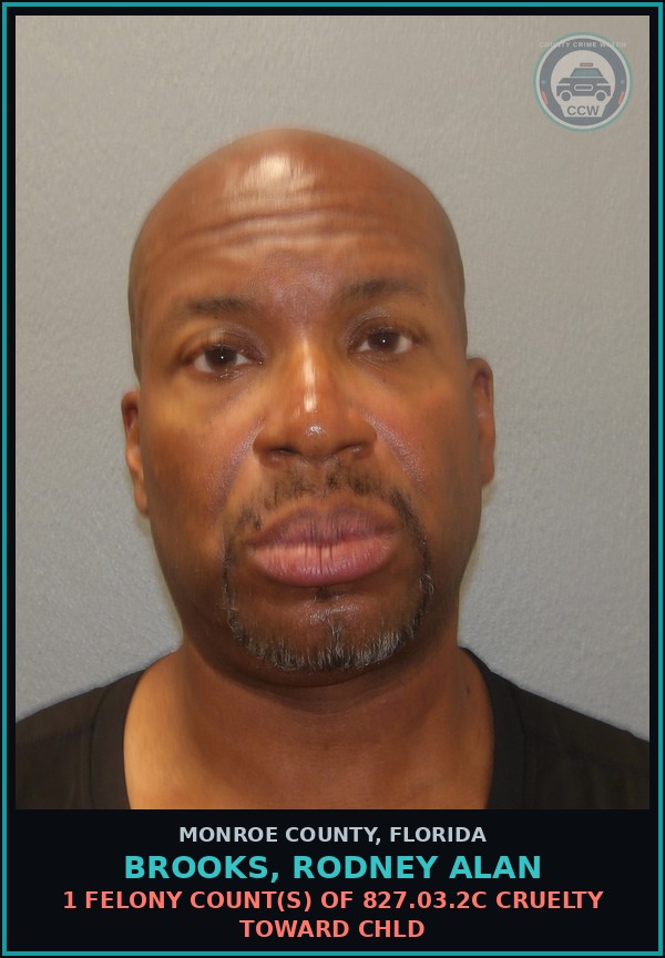 Booking mugshot of BROOKS, RODNEY ALAN in Monroe County