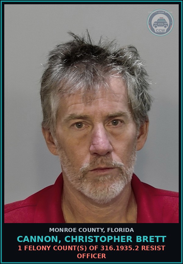 Booking mugshot of CANNON, CHRISTOPHER BRETT in Monroe County