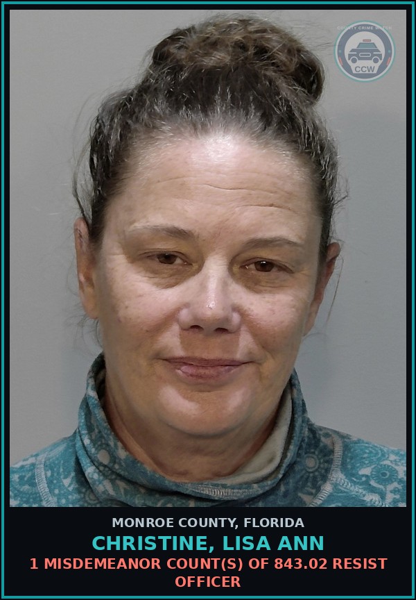 Booking mugshot of CHRISTINE, LISA ANN in Monroe County