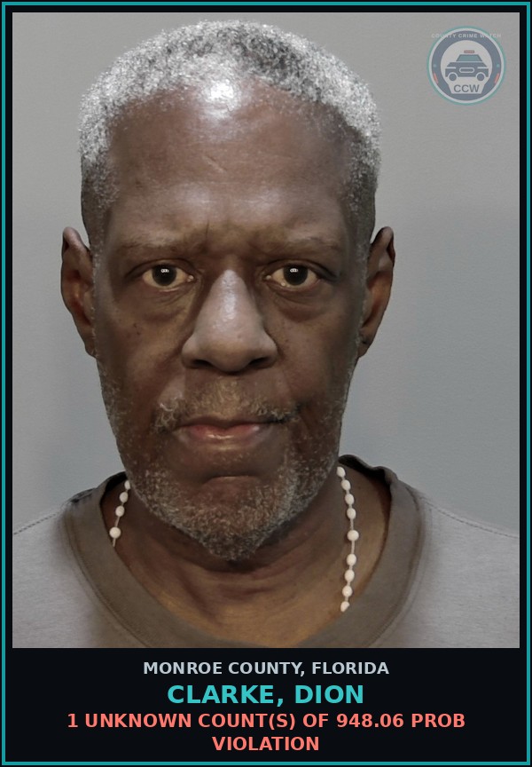 Booking mugshot of CLARKE, DION in Monroe County