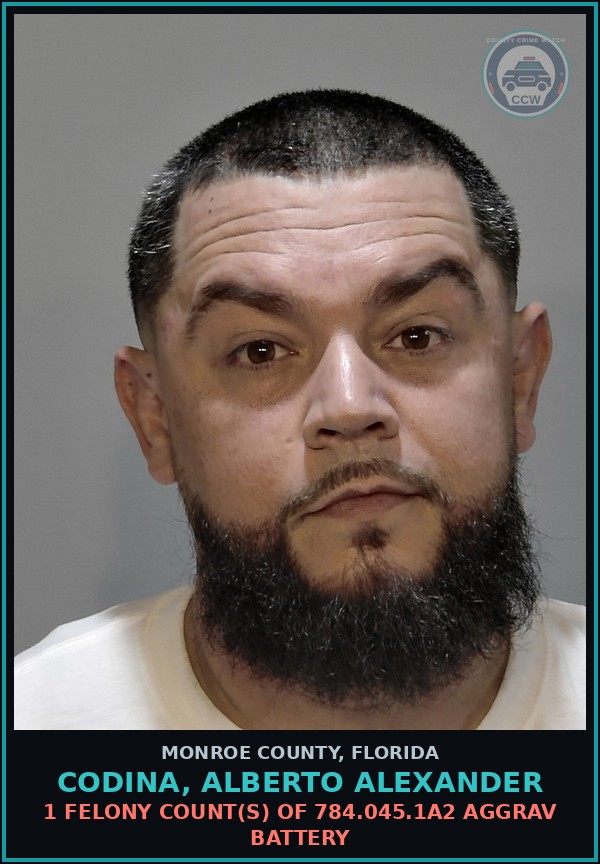Booking mugshot of CODINA, ALBERTO ALEXANDER in Monroe County