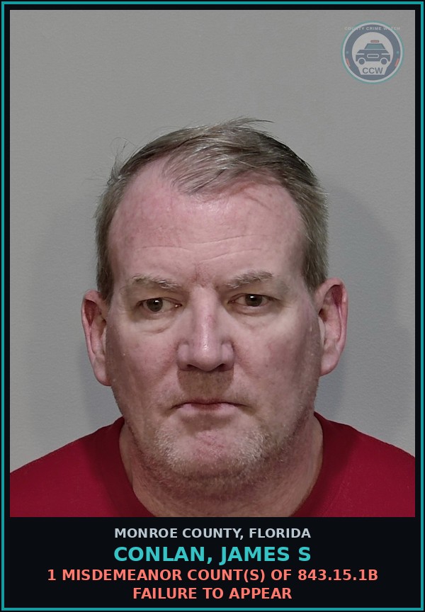 Booking mugshot of CONLAN, JAMES S in Monroe County