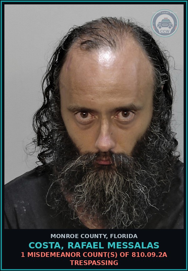 Booking mugshot of COSTA, RAFAEL MESSALAS in Monroe County