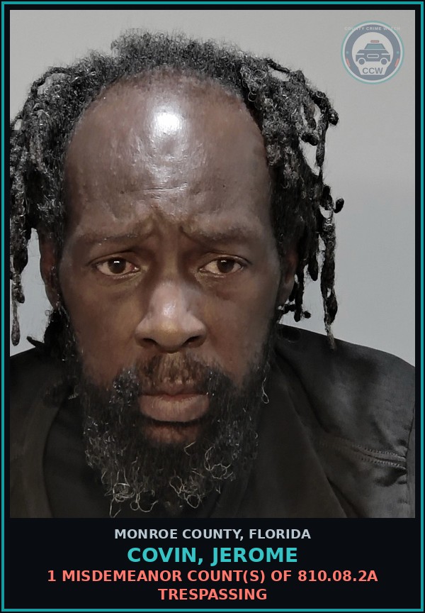Booking mugshot of COVIN, JEROME in Monroe County