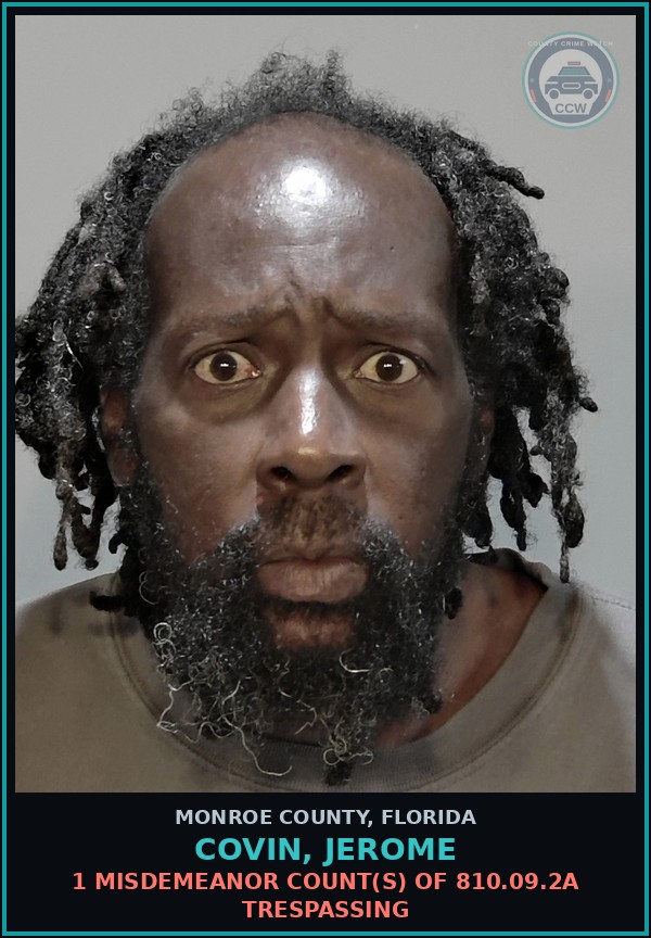 Booking mugshot of COVIN, JEROME in Monroe County