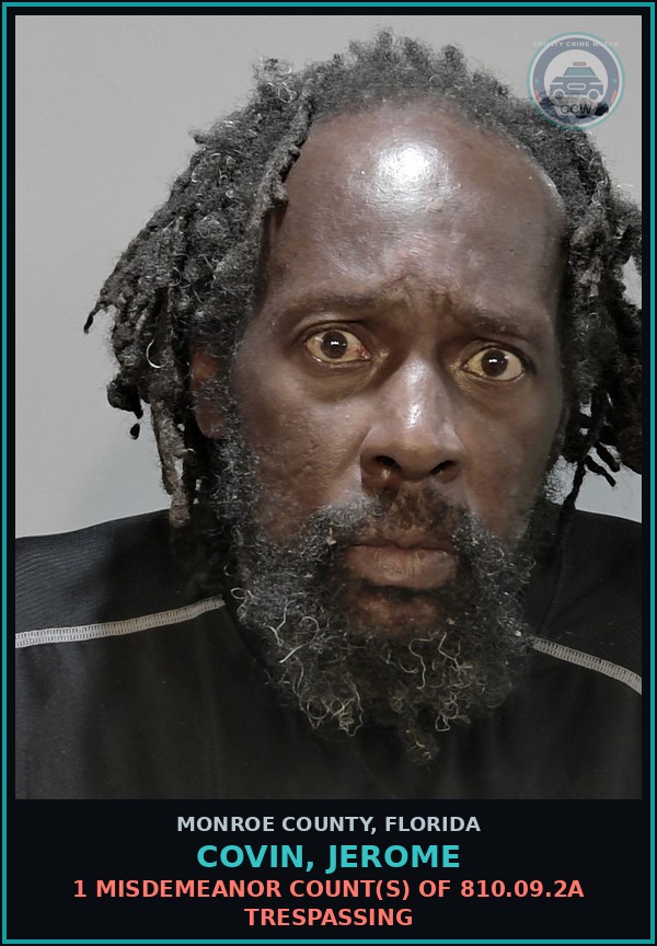 Booking mugshot of COVIN, JEROME in Monroe County
