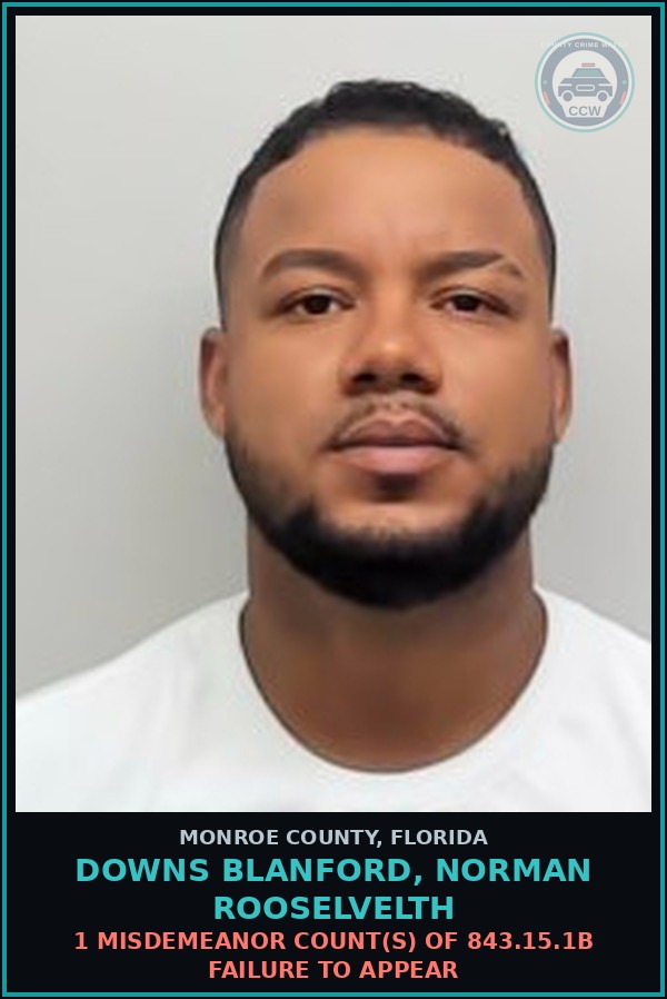 Booking mugshot of DOWNS BLANFORD, NORMAN ROOSELVELTH in Monroe County
