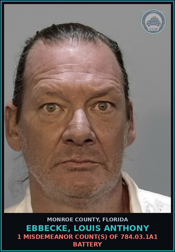 Booking mugshot of EBBECKE, LOUIS ANTHONY in Monroe County