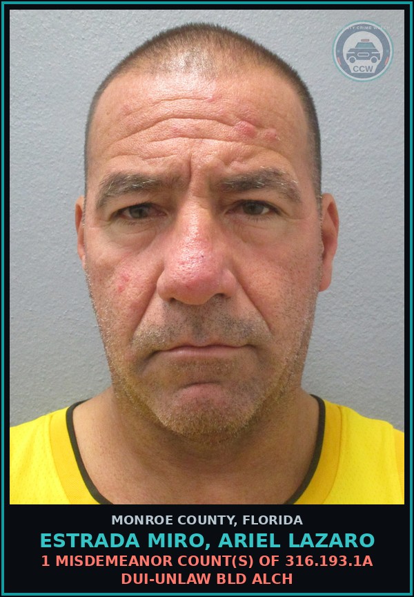 Booking mugshot of ESTRADA MIRO, ARIEL LAZARO in Monroe County