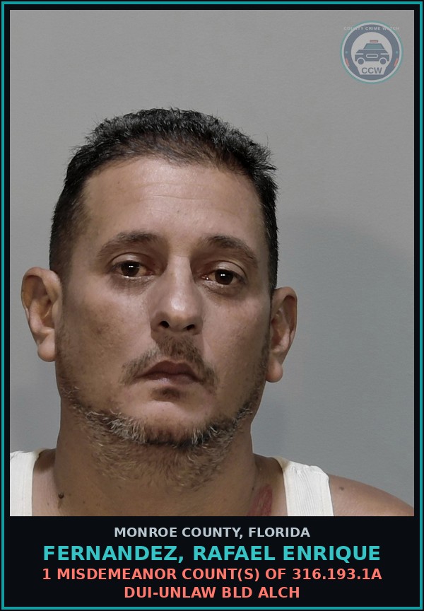 Booking mugshot of FERNANDEZ, RAFAEL ENRIQUE in Monroe County