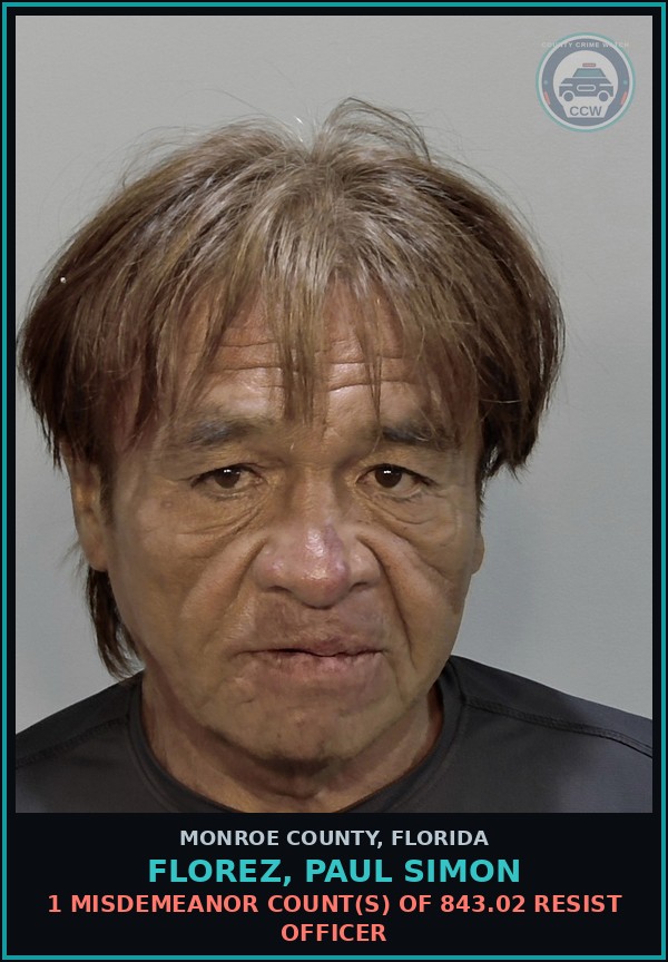 Booking mugshot of FLOREZ, PAUL SIMON in Monroe County