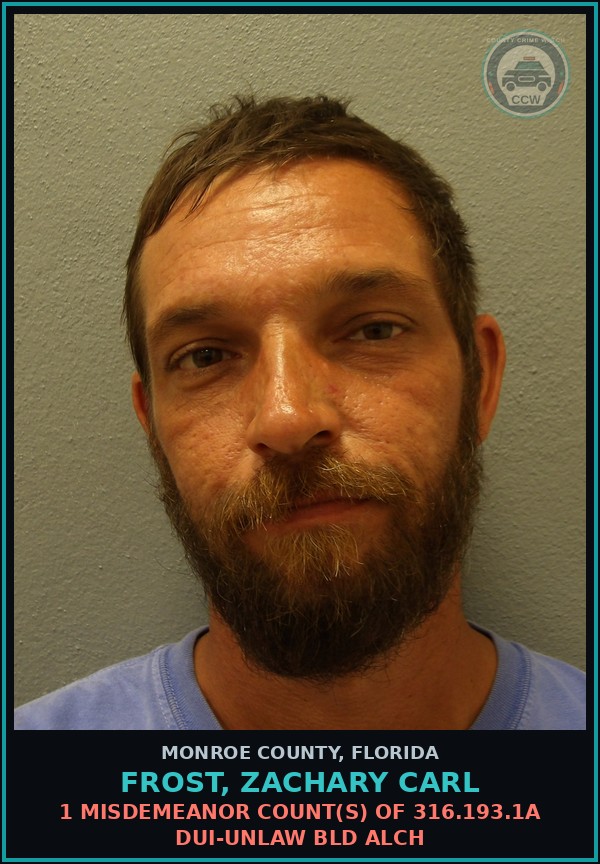 Booking mugshot of FROST, ZACHARY CARL in Monroe County