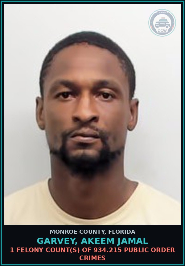 Booking mugshot of GARVEY, AKEEM JAMAL in Monroe County