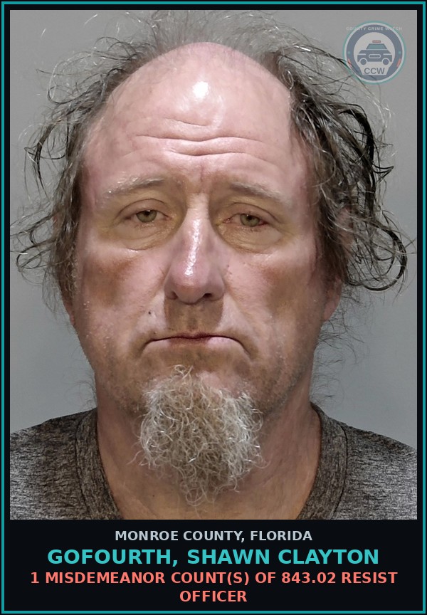 Booking mugshot of GOFOURTH, SHAWN CLAYTON in Monroe County