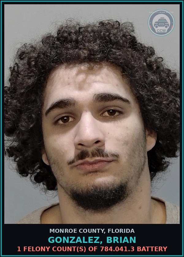 Booking mugshot of GONZALEZ, BRIAN in Monroe County