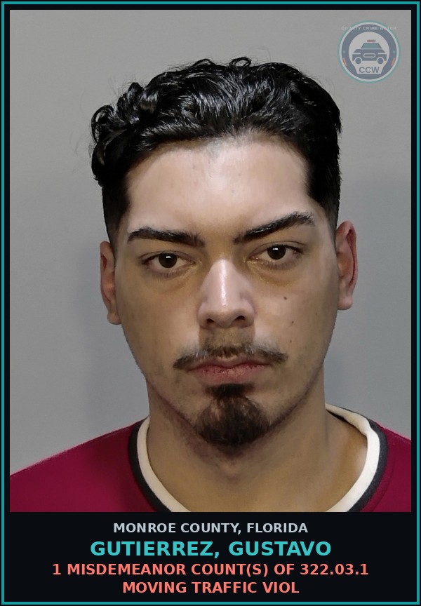 Booking mugshot of GUTIERREZ, GUSTAVO in Monroe County