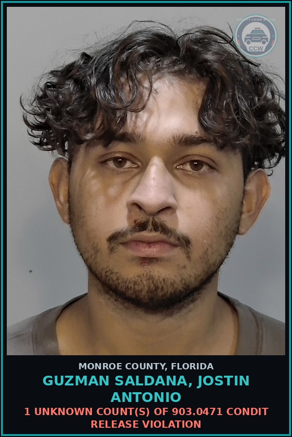 Booking mugshot of GUZMAN SALDANA, JOSTIN ANTONIO in Monroe County
