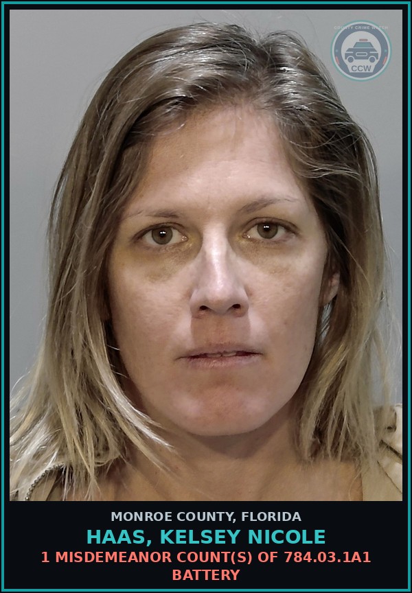 Booking mugshot of HAAS, KELSEY NICOLE in Monroe County